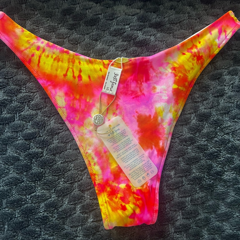 Tie-Dye Bikini Bottoms in Neon Pink & Yellow Luli fama